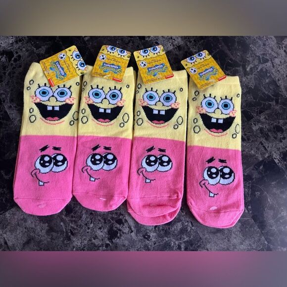 Bundle‎ Nickelodeon SpongeBob SquarePants Kids No Show Socks Shoes -4 pairs - Picture 1 of 5